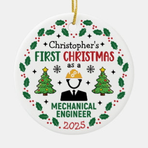Mechanical Engineer First Christmas Personalized Ceramic Tree Decoration