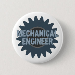 Mechanical Engineer Gear Blue Grey 6 Cm Round Badge