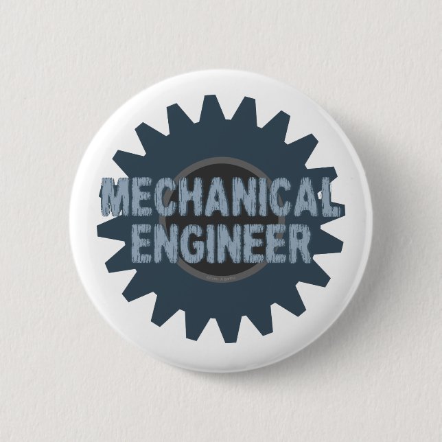 Mechanical Engineer Gear Blue Grey 6 Cm Round Badge (Front)