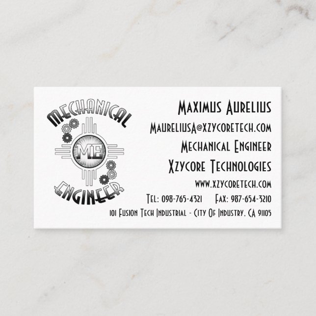 Mechanical Engineer Gears Business Card (Front)