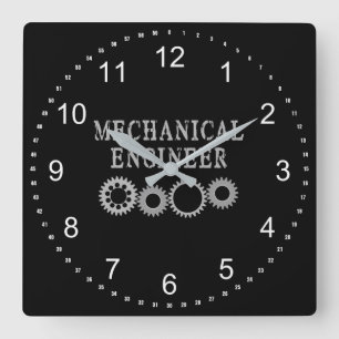Mechanical Engineer Gears Square Wall Clock