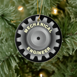 Mechanical Engineer Grey Gear Ceramic Tree Decoration