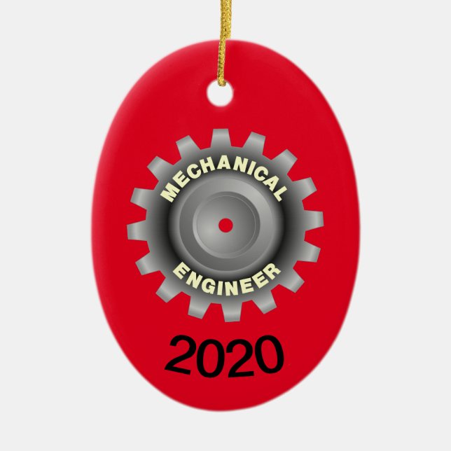 Mechanical Engineer Grey Gear Ceramic Tree Decoration (Front)