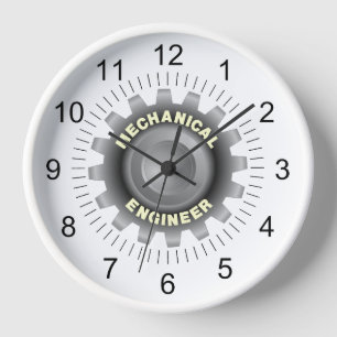 Mechanical Engineer Grey Gear Clock