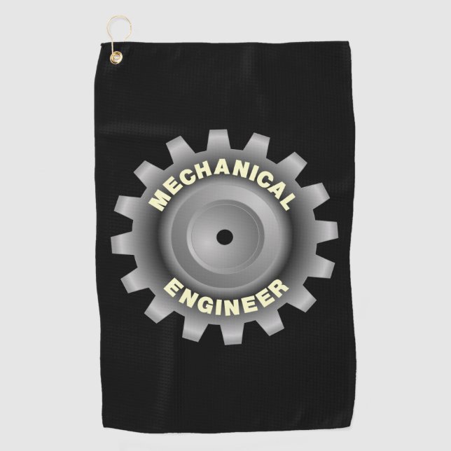 Mechanical Engineer Grey Gear Golf Towel (Front)
