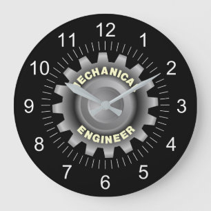 Mechanical Engineer Grey Gear Large Clock