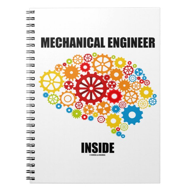 Mechanical Engineer Inside (Gears Brain) Spiral Notebook (Front)