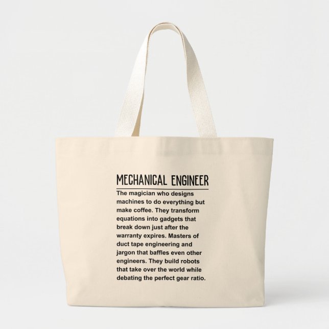 Mechanical engineer large tote bag (Front)