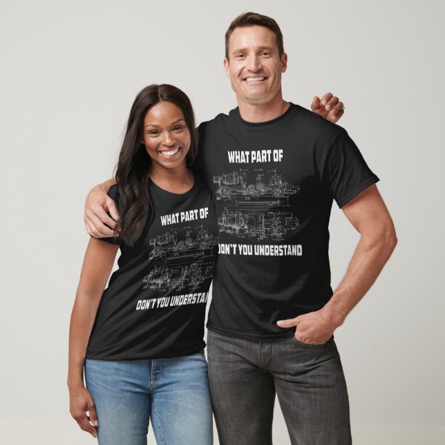 Mechanical Engineer Lathe Schematic Humour Design T-Shirt (Unisex)