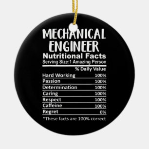 Mechanical Engineer Nutrition Facts Funny  Ceramic Tree Decoration
