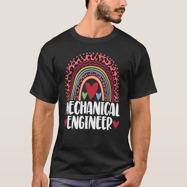 Mechanical Engineer Rainbow   Men Leopard Rainbow  T-Shirt (Front)