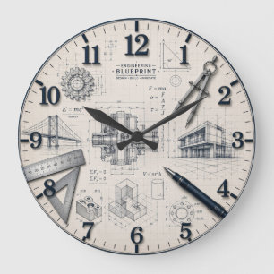 Mechanical Engineer STEM Office & Workshop Decor Large Clock