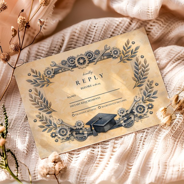 Mechanical Engineering Degree Graduation RSVP Card (Creator Uploaded)