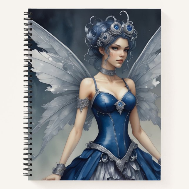Mechanical Fairy in Blue and Silver Notebook (Front)