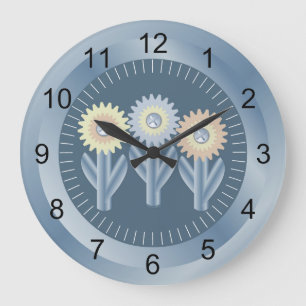 Mechanical Flowers Large Clock