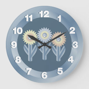 Mechanical Flowers Large Clock
