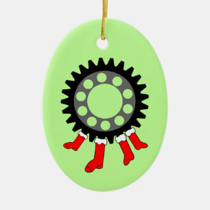 Mechanical Gear Christmas Stockings Ceramic Tree Decoration