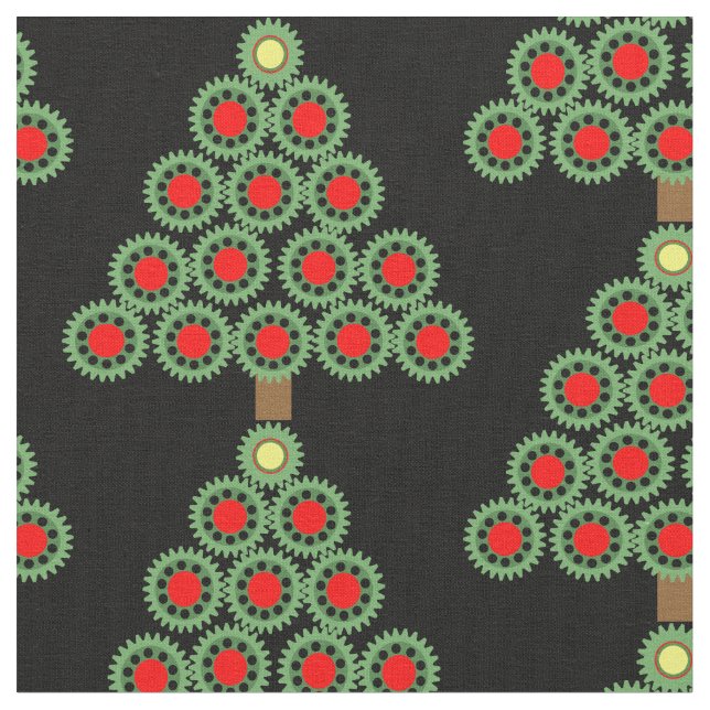 Mechanical Gear Christmas Tree Fabric (Close Up)
