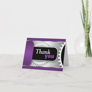Mechanical Gears Purple custom Thank You Card