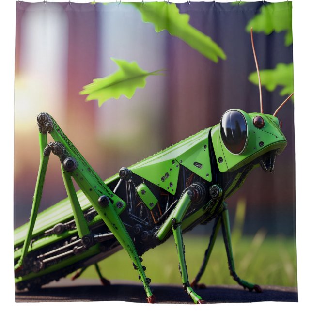 Mechanical Grasshopper Shower Curtain (Front)
