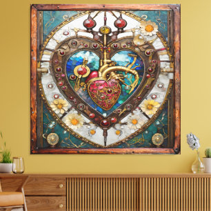 Mechanical Heart Anatomical Steampunk Series Canvas Print