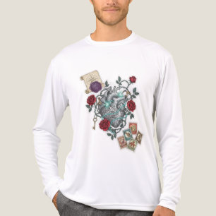 Mechanical Heart with Roses – Vintage Surreal Art Tri-Blend Shirt