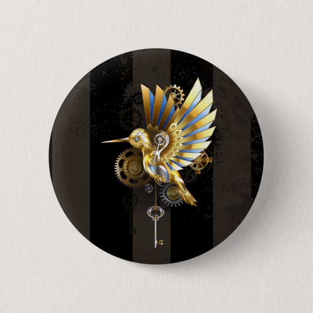 Mechanical Hummingbird 6 Cm Round Badge (Front)