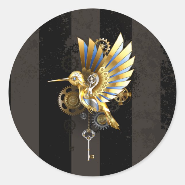 Mechanical Hummingbird Classic Round Sticker (Front)