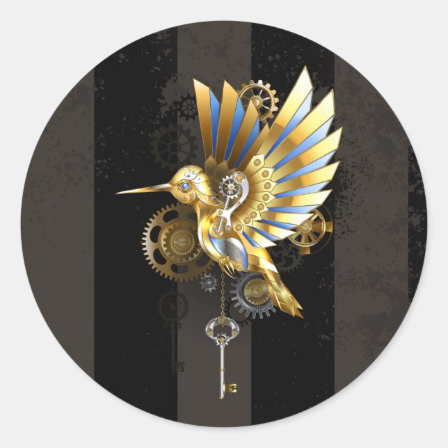 Mechanical Hummingbird Classic Round Sticker (Front)