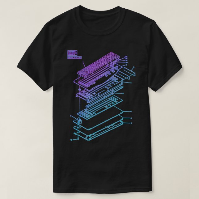 Mechanical Keyboard Patent Drawing Graphic Design  T-Shirt (Design Front)