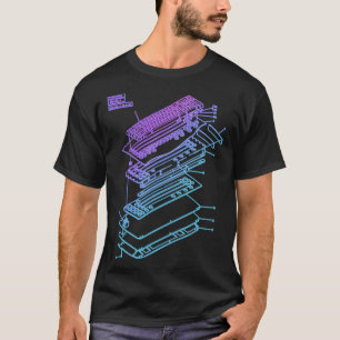 Mechanical Keyboard Patent Drawing Graphic Design T-Shirt