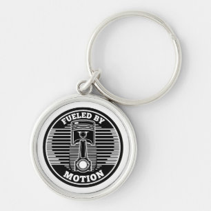 Mechanical Kinetic Piston Circular Mark Key Ring