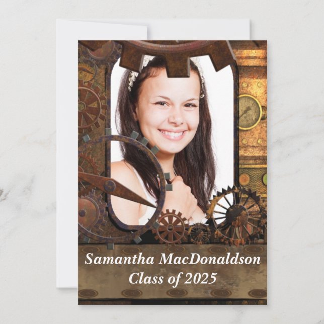 Mechanical machinery photo graduation invitation (Front)