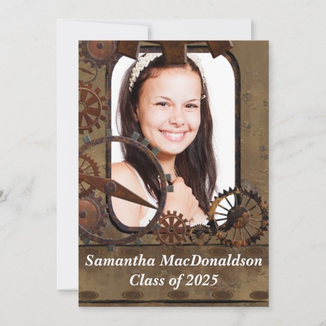 Mechanical machinery photo graduation invitation (Front)