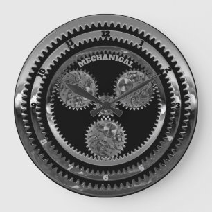 Mechanical Multi-Gear Print Large Clock