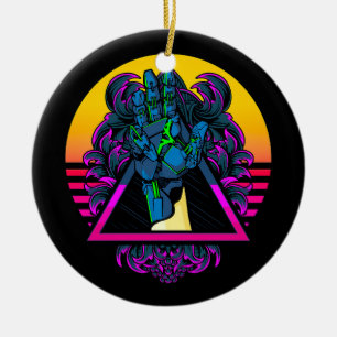 Mechanical Robotic Hand Modern Artwork   Ceramic Tree Decoration