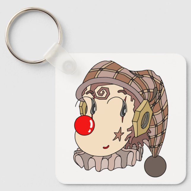 Mechanical "romantic clown" with a lovely smile. key ring (Front)