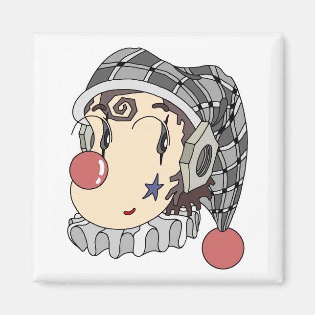 Mechanical "romantic clown" with a lovely smile. magnet (Front)