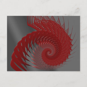 Mechanical Shell. Red and Grey Digital Art. Postcard