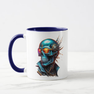 Mechanical skull in cyberpunk style. mug
