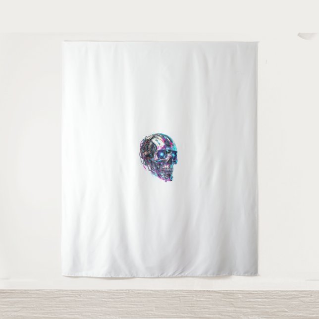 Mechanical Skull Matrix Tapestry (Front)