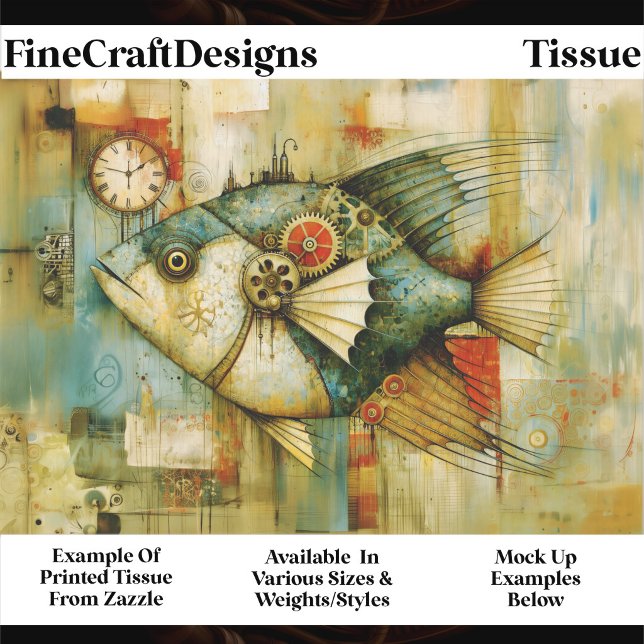  Mechanical Steampunk Funky Fish FM2L Decoupage Tissue Paper (Creator Uploaded)