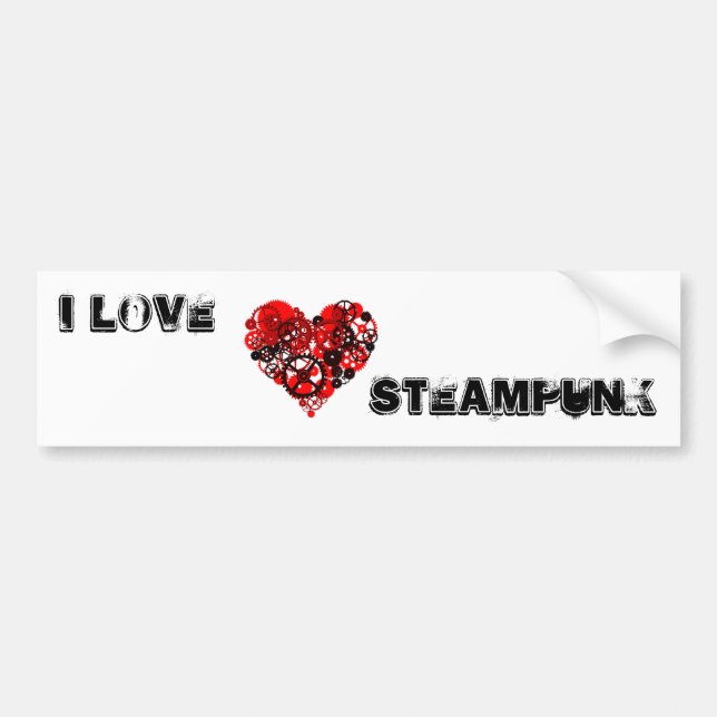MECHANICAL STEAMPUNK HEART BUMPER STICKER (Front)