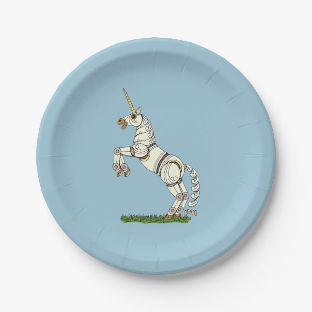 Mechanical Unicorn Paper Plate (Front)