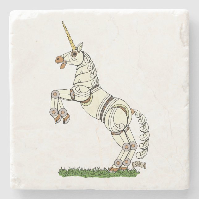 Mechanical Unicorn Stone Coaster (Front)