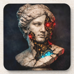 Mechanical Venus: Cyberpunk Statue Art Coaster