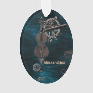 Mechanical Violin Dark Sky Custom Name Pendant Ornament
