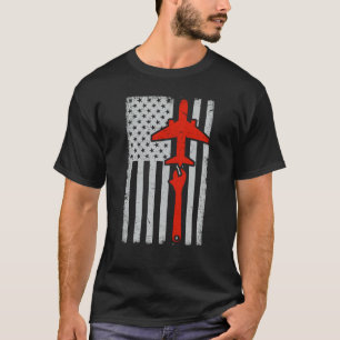 Mechanics American Flag Plane Airplane Mechanic Wr T-Shirt