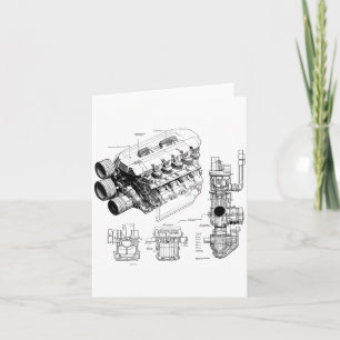 Mechanics Car Enthusiast Men Engine Eces Card