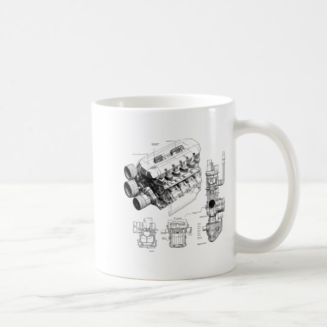 Mechanics Car Enthusiast Men Engine Eces  Coffee Mug (Right)